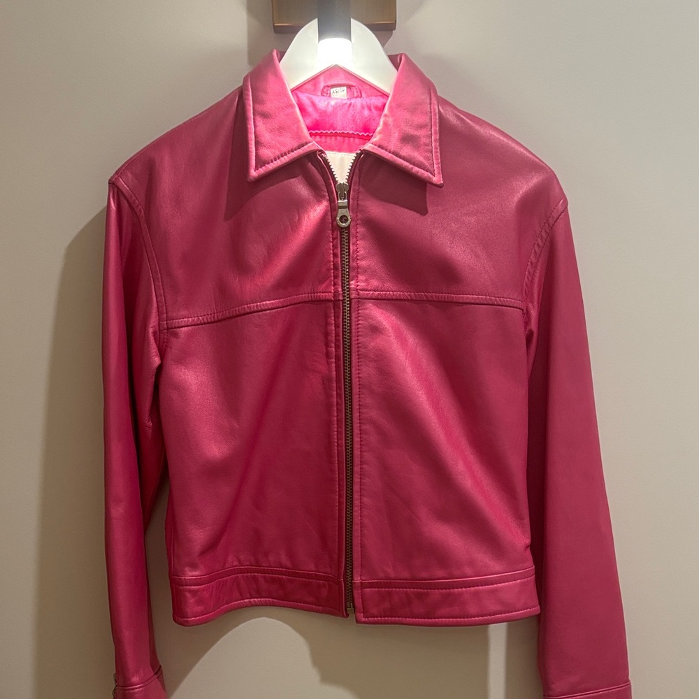 Andrew Marc Vibrant Fuchsia Leather Jacket XS